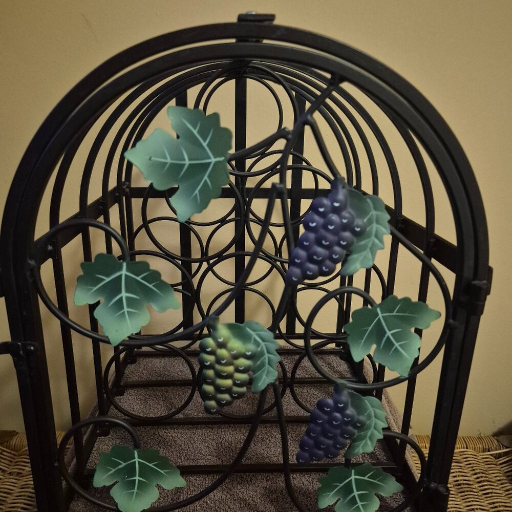 VINTAGE BLACK METAL WINE RACK